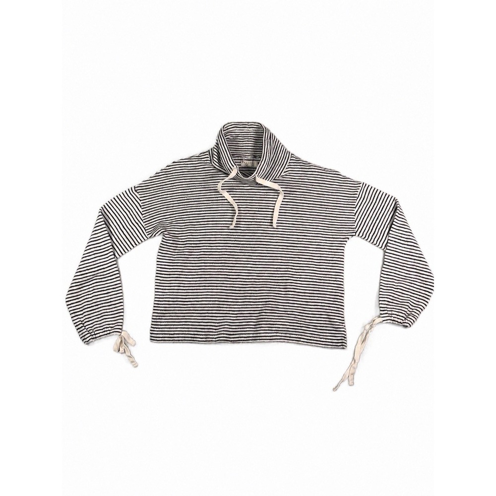 Madewell Miles Striped Funnel Neck Pullover Sweatshirt Women's XXS Drawstring